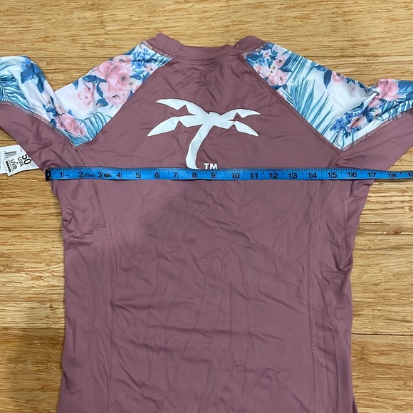 TRAPICAL ROSE Flower Rash guard Swim Top Wetsuit - Picture 5 of 8
